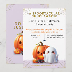 Cute Halloween Invitation Card, Spooky Cute Kids