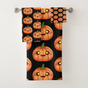 Cute Halloween Jack O Lantern  Bath Towel Set