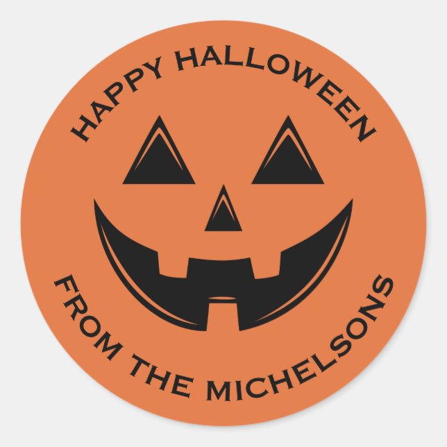 Cute Halloween Jack O Lantern Pumpkin Classic Round Sticker (Front)