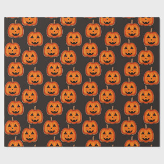 Cute Halloween Jack O Lantern Pumpkin Pattern Wrap Wrapping Paper