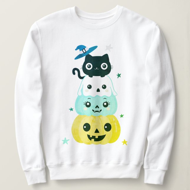 Cute Halloween Kawaii Character Sweatshirt (Design Front)
