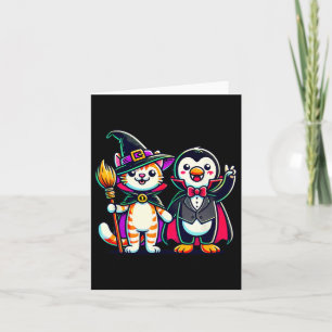 Cute Halloween Kids Penguin Vampire Cat Witch Funn Card
