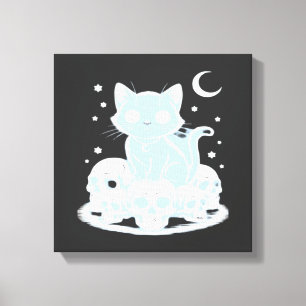 Cute Halloween Kitten Cat Gothic Aesthetic Essenti Canvas Print