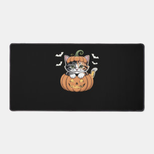 Cute Halloween Kitten in a Pumpkin Classic T-Shirt Desk Mat