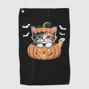Cute Halloween Kitten in a Pumpkin Classic T-Shirt Golf Towel