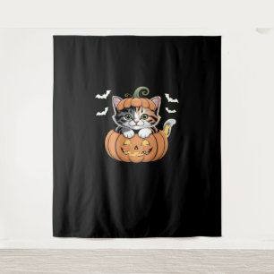 Cute Halloween Kitten in a Pumpkin Classic T-Shirt Tapestry