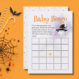 Cute Halloween Little Boo Baby Shower Baby Bingo  Invitation