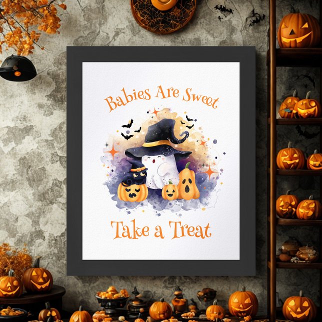 Cute Halloween Little Boo Baby Shower Favour Sign  (Creator Uploaded)