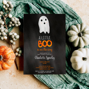Cute Halloween little boo ghost baby shower Invitation
