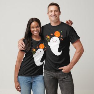 Cute Halloween Little Boo Ghost Black T-Shirt