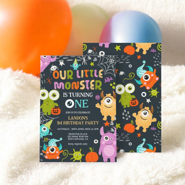 Cute Halloween little monster is turning One Invitation (Cute Halloween little monster is turning One Invitation)