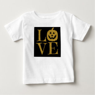 Cute Halloween LOVE, w Gold Glitter Letters Baby T-Shirt