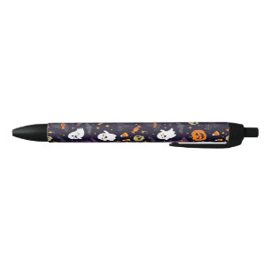 Cute Halloween Magic Night Pattern Ghost Witch Cat Black Ink Pen