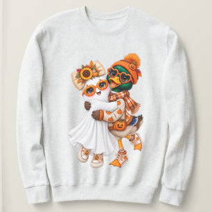 Cute Halloween Mallard Duck Ghost Autumn Pumpkin Sweatshirt