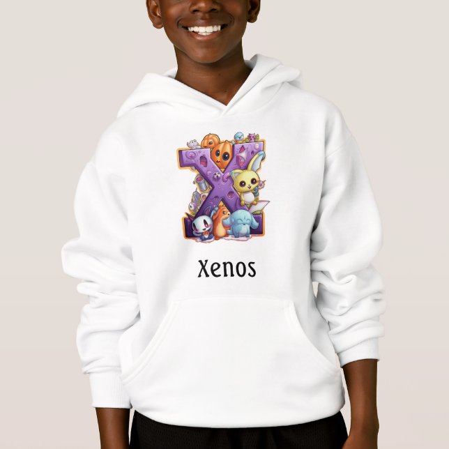 Cute Halloween Monogram Letter X Hoodie (Front)