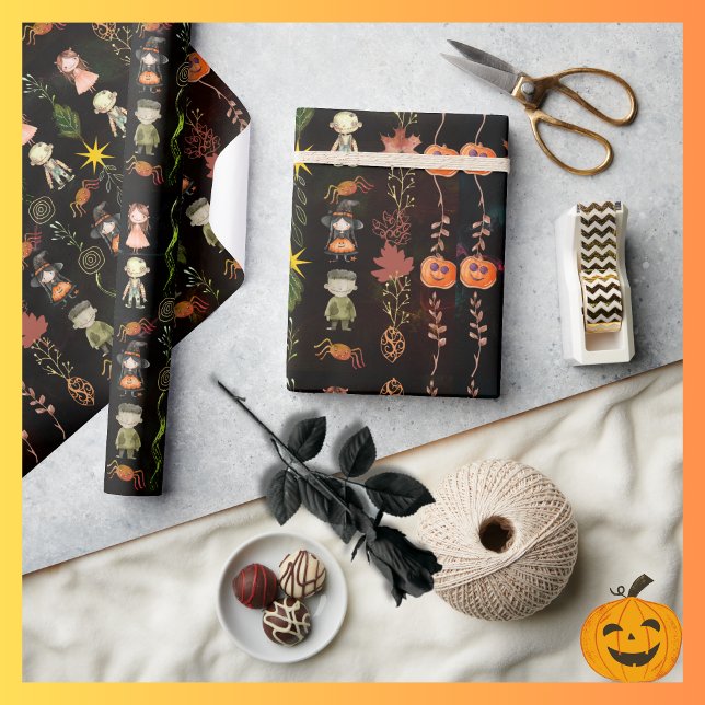 Cute Halloween Monster Witch  Wrapping Paper (Cute Halloween Monster Witch Wrapping Paper)
