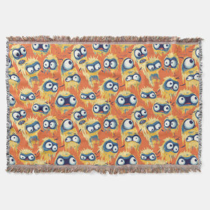 Cute Halloween Monster Yellow Orange Throw Blanket