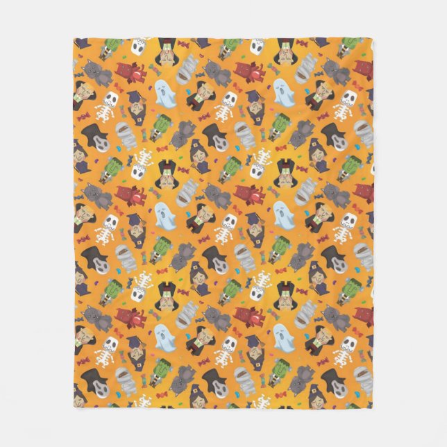Cute Halloween Monsters Pattern Fleece Blanket (Front)