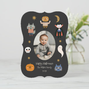 Cute Halloween Monsters Personalised Photo Holiday Card