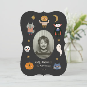 Cute Halloween Monsters Personalised Photo Holiday Card