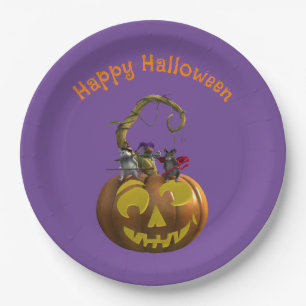 Cute Halloween Mouse Trio Paper Plate