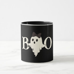 Cute Halloween Mug – "Boo" Ghost with Bow