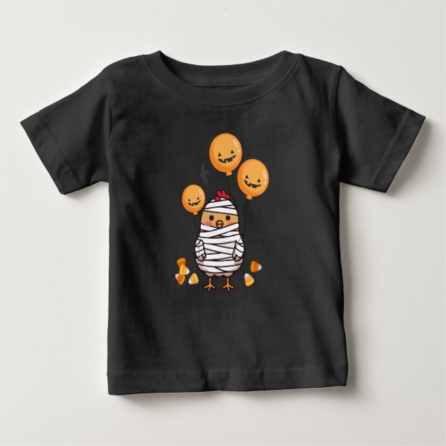 Cute Halloween Mummy Chick Baby T-Shirt (Front)