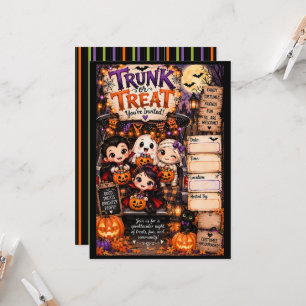 Cute Halloween Mummy & Friends Trunk or Treat Invitation
