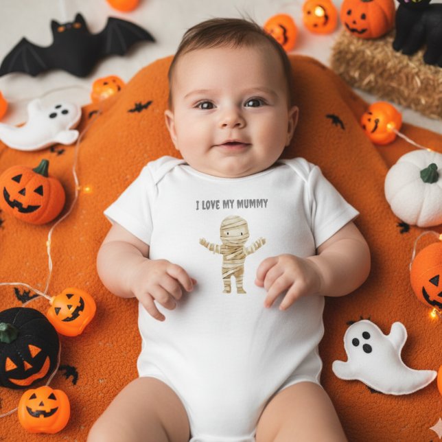 Cute Halloween Mummy Monster kids One piece Baby Bodysuit (Creator Uploaded)