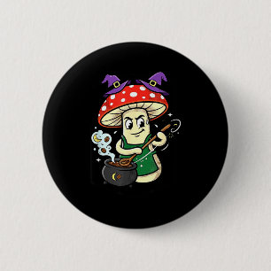 Cute halloween mushroom witch hat cauldron magic 6 cm round badge