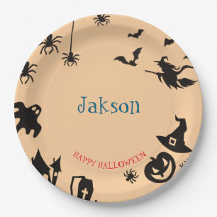 Cute Halloween Name Paper Plates – Personalised