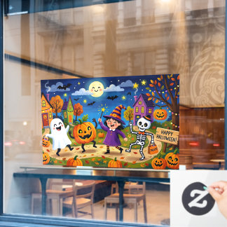 Cute Halloween Night Party Cute Ghost Witch Skelet