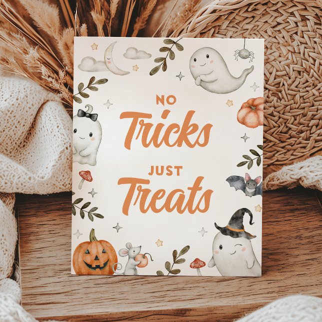 Cute Halloween No Tricks Just Treats Sign (Creator Uploaded)