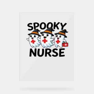 Cute Halloween Nurse Ghosts Cartoon Classic T-Shir Acrylic Sign