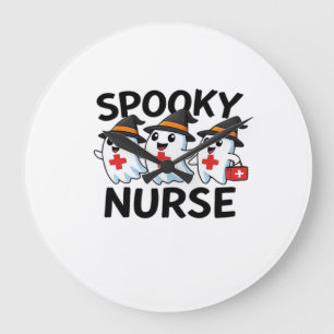 Cute Halloween Nurse Ghosts Cartoon Classic T-Shir Large Clock