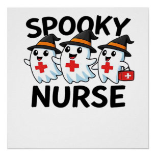 Cute Halloween Nurse Ghosts Cartoon Classic T-Shir Poster