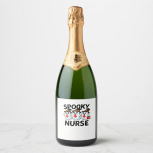 Cute Halloween Nurse Ghosts Cartoon Classic T-Shir Sparkling Wine Label