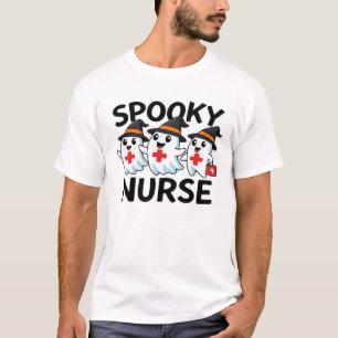 Cute Halloween Nurse Ghosts Cartoon Classic T-Shir T-Shirt
