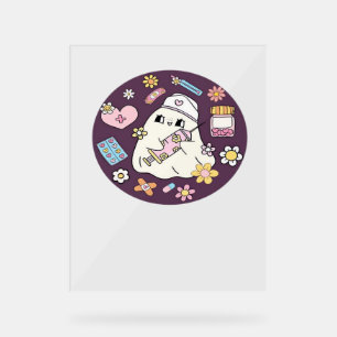 Cute Halloween Nurse Oversized T-Shirt Acrylic Sign