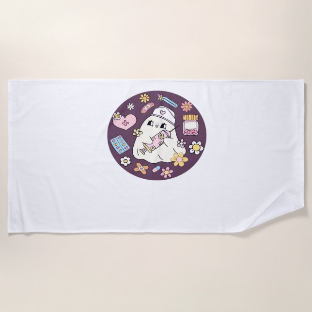 Cute Halloween Nurse Oversized T-Shirt Beach Towel (Front)
