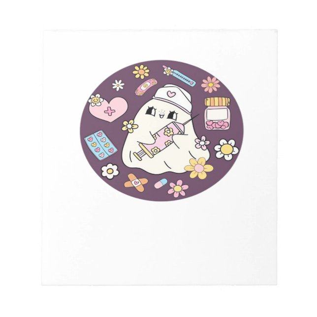 Cute Halloween Nurse Oversized T-Shirt Notepad (Front)