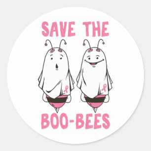 Cute Halloween October Breast Cancer Awareness Sav Classic Round Sticker