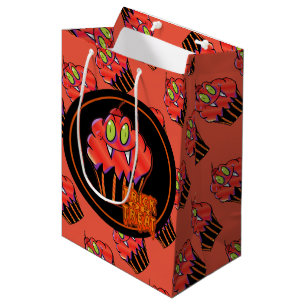 Cute Halloween Orange Vampire Cupcake Gift Bag 2