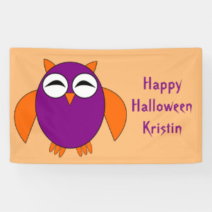 Cute Halloween Owl Custom Banner