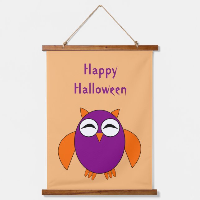 Cute Halloween Owl Custom Hanging Tapestry (Front)