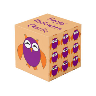 Cute Halloween Owl Personalised Cube