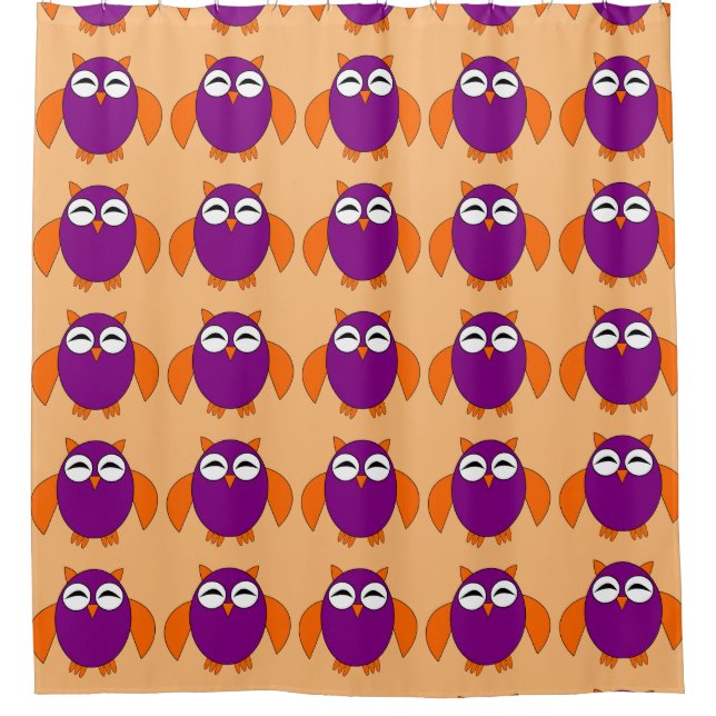 Cute Halloween Owl Shower Curtain (Front)