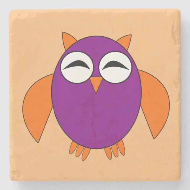Cute Halloween Owl Stone Coaster (Front)