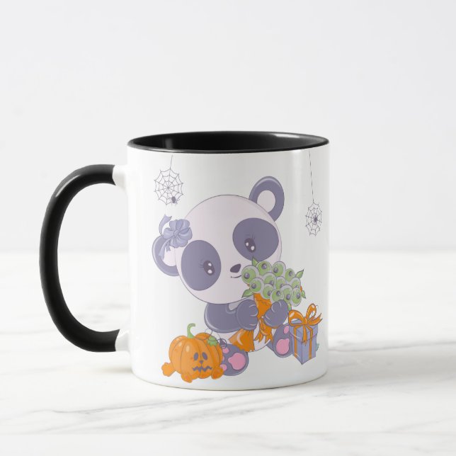 Cute Halloween Panda Bouquet of Eyes Halloween Mug (Left)