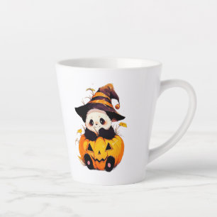 Cute Halloween Panda Latte Mug   Kawaii Panda in P